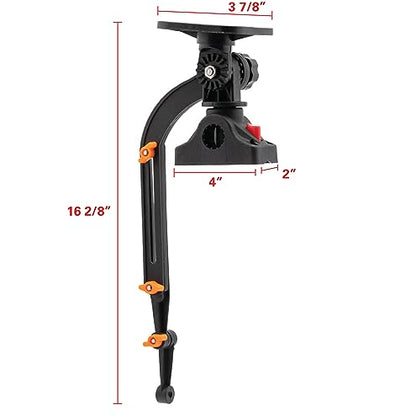 Extreme Max 3006.8669 Universal Fish Finder Head Unit & Transducer Arm Rod Holder Mount for SUPs & Kayaks, Black