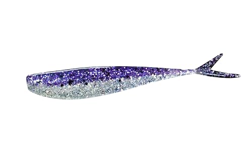 Lunker City Fishing Fin-S Fish 3.5" Fat Split Tail Soft Plastic Jerk Bait Minnow Bass Lure Original Walleye Bait, 10 Per Bag, Made in The USA - 231 Purple Ice - color: 231 Purple Ice
