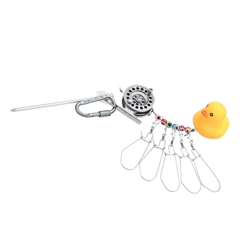 Live Fish Holder Stringer with Stainless Steel Chain and Reel Tackle Fishing Holder Buckle Set with Reel - color: 5 buckles, size: 5m