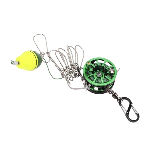 plplaaoo Portable Live Fish Lock Buckle Stainless Steel Telescopic Fish Stringer Clip with 8 Detachable Snaps 6M Lanyard for Fishing Enthusiasts Green