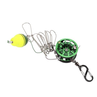 plplaaoo Portable Live Fish Lock Buckle Stainless Steel Telescopic Fish Stringer Clip with 8 Detachable Snaps 6M Lanyard for Fishing Enthusiasts Green