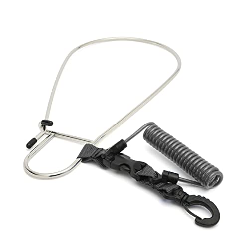 Calissa Offshore Kayak & Spearfishing Stainless Steel Fish Stringer Clip + 36” Steel Core Lanyard+Speargun Spear Fishing Freedive Freediving Scuba Dive Diving Large Holder - style: Black - Xtra Heavy Duty