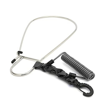 Calissa Offshore Kayak & Spearfishing Stainless Steel Fish Stringer Clip + 36” Steel Core Lanyard+Speargun Spear Fishing Freedive Freediving Scuba Dive Diving Large Holder - style: Black - Xtra Heavy Duty