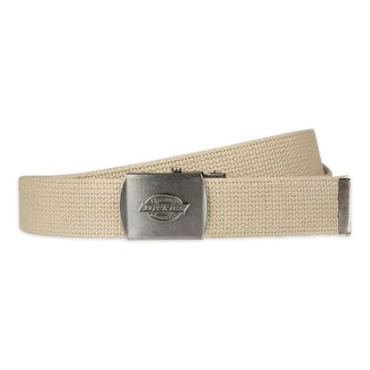 Dickies mens Fabric Web Plaque Logo Buckle Belt - Fits Up to Size 42" Waist - color: Black and Tan, size: One Size - Cut to Fit