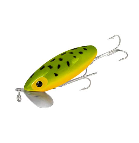 Arbogast Jitterbug Topwater Bass Fishing Lure - Excellent for Night Fishing - color: Frog Yellow Belly, size: 2 1/2" 3/8 oz