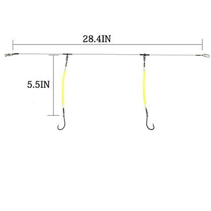 High Strength Steel Wire Leader Rigs with Hooks Swivels Snap Connect,Saltwater Fishing Assecories Steel Wire Leader with Nylon-Coating - size: 16#