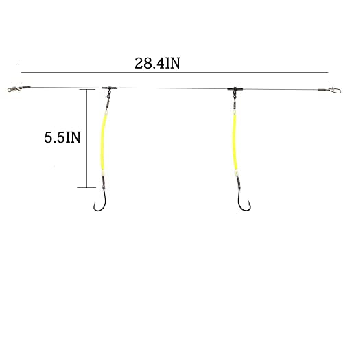 High Strength Steel Wire Leader Rigs with Hooks Swivels Snap Connect,Saltwater Fishing Assecories Steel Wire Leader with Nylon-Coating - size: 22#