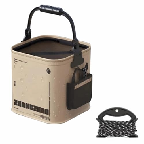 Collapsible Fishing Bucket – Portable EVA Bait Container with Rope & Net for Outdoor Fish ing & & Shrimp, Camping and Hiking(2.1Gallon/8L) - size: 2.1Gallon/8L