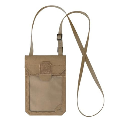 IDOGEAR Tactical ID Card Holder Visual Surface EDC Pouch with Zipper Pocket Badge Holders Credit Card Organizer Holster Neck Lanyard Hanging Hook and Loop Closure Pouches - color: Coyote Brown