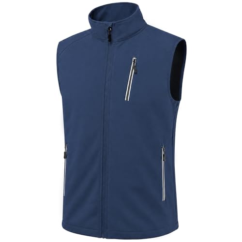 Men's Lightweight Vest Golf Soft Shell Vests Travel Casual Sleeveless Jacket Windbreaker Hiking Outerwear - color: Medium Blue, size: XX-Large