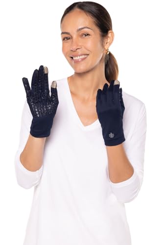 Coolibar Full Finger UV Sun Gloves - UPF 50+ Sun Protection - Gannett - color: Navy, size: Large