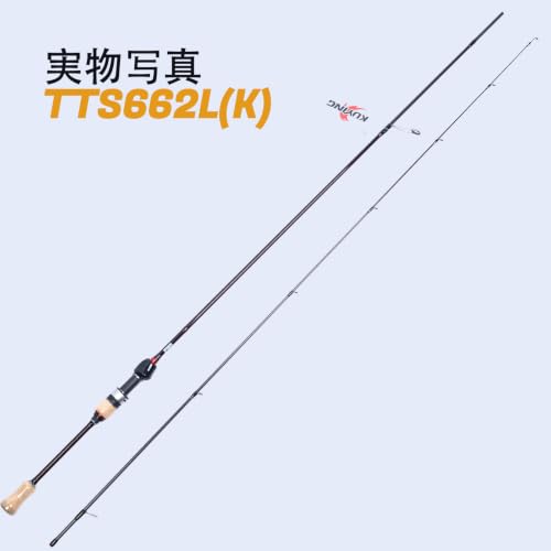 Teton 5'2"-6'6" BFS Fishing Rod Casting & Spinning, Ultra Light Rods, 40T Carbon Fiber Blank, Fuji Guides & Reel Seat, MF Fast Action, 2 Piece Travel Trout Lure Pole - size: Spin 6'6"-L-M Fast-TTS662L(K)