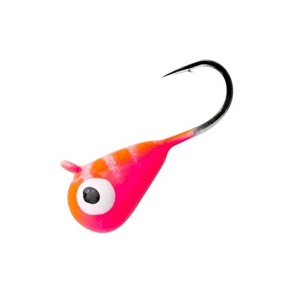5 Pieces 3.0-6.0mm Teardrop Tungsten Ice Jig - color: TG02 Orange Pink Tiger Glow, size: TIJ02 4MM 5PCS