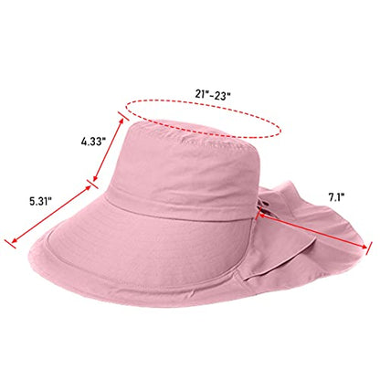 Womens Sun Hat UPF 50+ Wide Brim and Ponytail Hole, Hiking Safari Hat with Neck Flap… - color: Pink