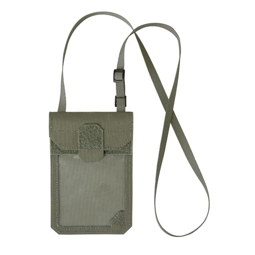 IDOGEAR Tactical ID Card Holder Visual Surface EDC Pouch with Zipper Pocket Badge Holders Credit Card Organizer Holster Neck Lanyard Hanging Hook and Loop Closure Pouches - color: Ranger Green