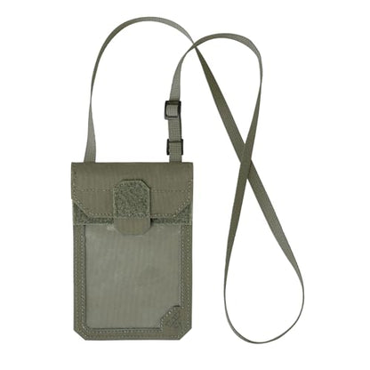 IDOGEAR Tactical ID Card Holder Visual Surface EDC Pouch with Zipper Pocket Badge Holders Credit Card Organizer Holster Neck Lanyard Hanging Hook and Loop Closure Pouches - color: Ranger Green