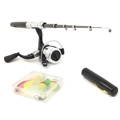 Pocket Mini 38inches Telescopic Pen Fishing Rod and Reel Combo, Portable Fishing Pole with Line Lure Hook for River Lake Reservoirs Ice Etc - color: With Accessory Kit