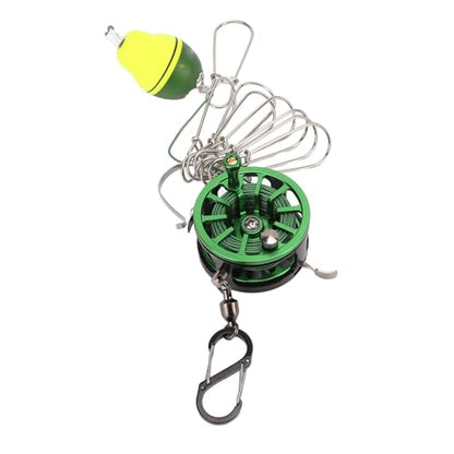 plplaaoo Portable Live Fish Lock Buckle Stainless Steel Telescopic Fish Stringer Clip with 8 Detachable Snaps 6M Lanyard for Fishing Enthusiasts Green