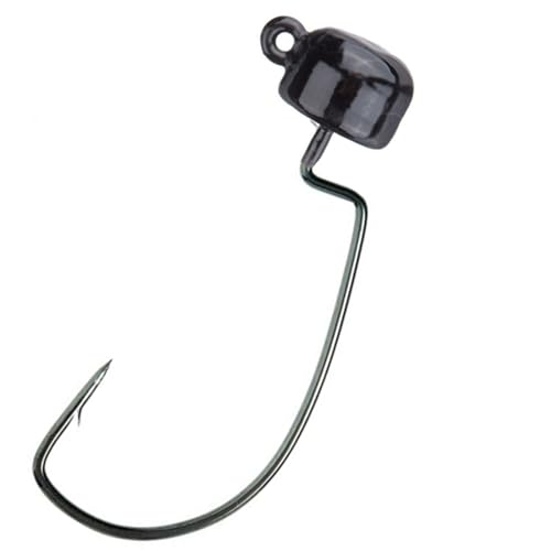 Reaction Tackle Tungsten Mushroom Head Jig Heads, Ned Rig Shroom Jigs for Finesse Bass Fishing, Stand Up Bait with Weedless and EWG Hook Options (5-Pack) - color: Black, size: 1/4 Oz EWG