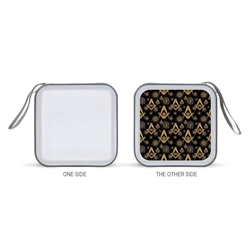 Hard Plastic DVD Case Gold Freemasonry Freemason Logo Black Portable Zipper CD Cases Holder Easy to Carry and Organize CDs and DVDs, 40 Capacity - color: color774