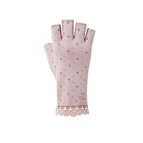 Gongxue 4 Pairs Women Sunscreen Fingerless Gloves UV Protection Driving Riding Fishing Cotton Mittens - color: Mix 2
