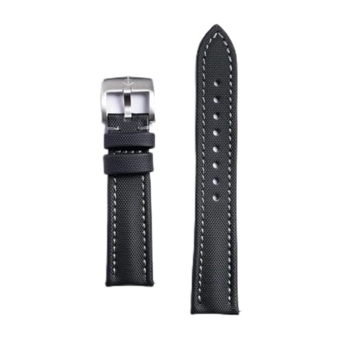 Anchor Strap Co | Classic Sailcloth Watch Strap | Marine-Grade Outer + Caoutchouc Rubber Lining | Water-Resistant | Brushed 316L Stainless Steel Buckle | Fits 6.25–8.25in Wrists - color: Black, size: 20 mm
