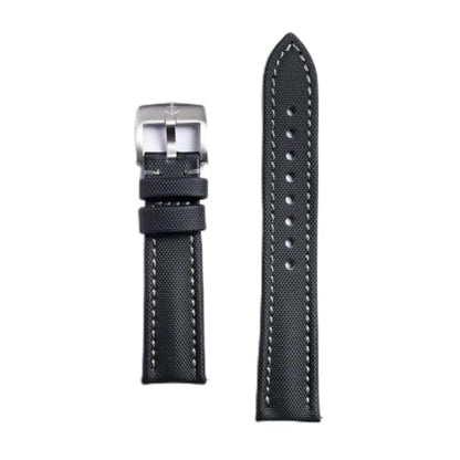 Anchor Strap Co | Classic Sailcloth Watch Strap | Marine-Grade Outer + Caoutchouc Rubber Lining | Water-Resistant | Brushed 316L Stainless Steel Buckle | Fits 6.25–8.25in Wrists - color: Black, size: 20 mm