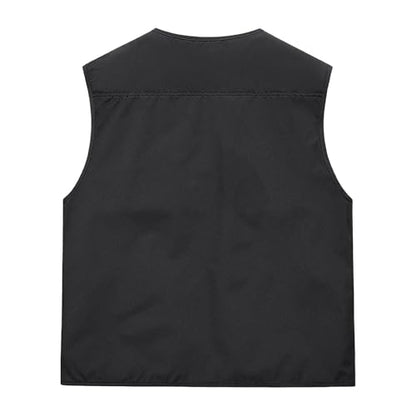 Men's Outdoor Fishing Vest Multi-Pocket Casual Lightweight Quick Dry Travel Photography Hiking Hunting Utility Vests - color: Black, size: Small