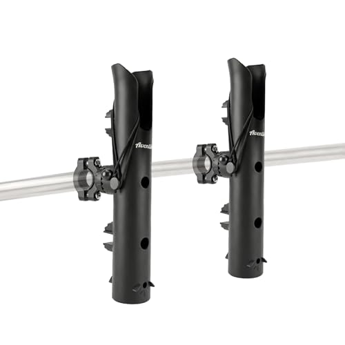 Aventik Fishing Rod Holder for Bike & Boat, 0.63”-1.18” Heavy Duty Clamp on Rod Holder, 360°Adjustable Fishing Pole Holders for E-Bike,Fishing Cart, Chair & Boat Rails Secure Anti-Shake - style: 2 Pack