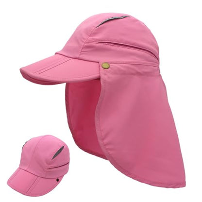 Connectyle Men's Sun Hat with Detachable Neck Flap Adjustable Outdoor UPF 50+ Baseball Sun Cap for Fishing Hiking Golfing - color: Pink