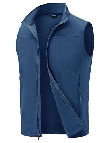 TBMPOY Men's Lightweight Softshell Vests Windproof Sleeveless Jackets Golf Outdoor Outerwear Summer Hiking Travel Cycling - color: Blue, size: Small