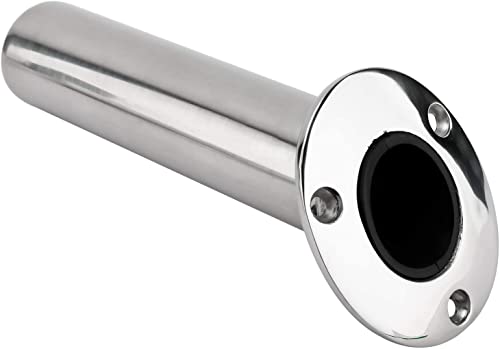 YaeMarine 4-Pack Heavy Duty Stainless Steel 316 Deluxe Rod Holders with Drain, Flush Mount Fishing Rod Pole Holders, 30 Degree /15 Degree/90 Degree - style: 30 Degree