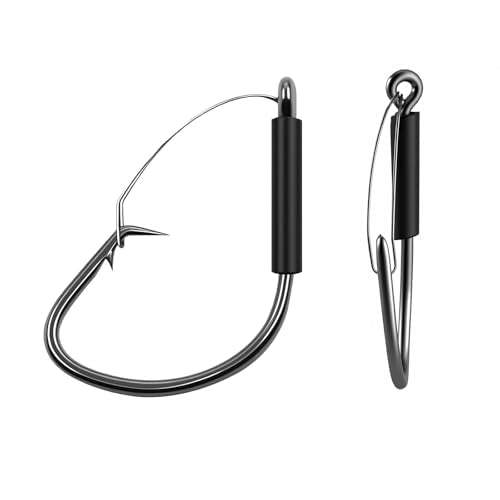 Natufish 25-Pack 2X Strong Weedless Wacky Rig Hooks - Ultra Sharp Neko Rig Circle Weedless Hooks for Bass & Catfish,Saltwater & Freshwater - color: 1/0_25PCS