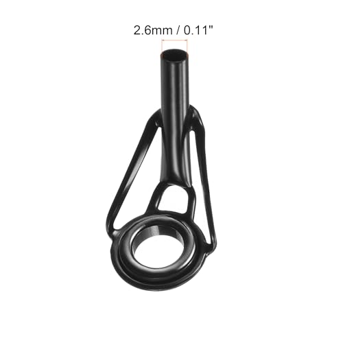 PATIKIL Tube Dia Fishing Rod Tips Repair Kit, Stainless Steel Black Guide Ring for Fishing - size: 2.6mm