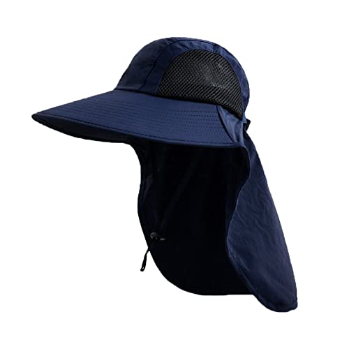 Sun Hat for Men Women with Neck Flap,UPF 50+ UV Protective Hiking Fishing Hats,Wide Brim Sun Hat for Women&Men - color: 1pack-navy