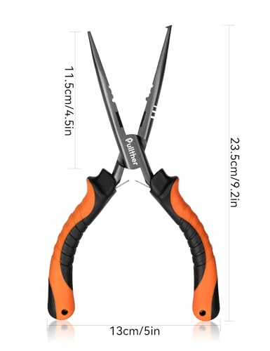 Needle Nose Pliers Fishing,Fishing Pliers,9 in Fishing Pliers Hook Remover,Carbon Steel split ring pliers,Saltwater Fishing Gear