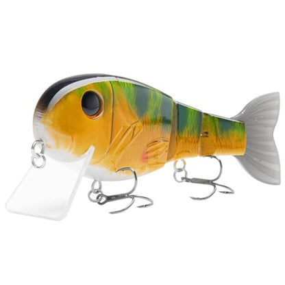 BASSROCK Topwater Fishing Lures for Bass Pike Salmon Floating Swimbait Jointed Crankbait Freshwater Saltwater 4.9in/1.76oz RK1001 - color: Perch, size: 4.9in/1.76oz