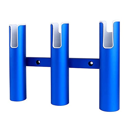 Aluminium Wall-Mounted Fishing Rod Holder for Boat, Garage & Marine - Holds Rods & Poles - color: Blue 3 Tubes