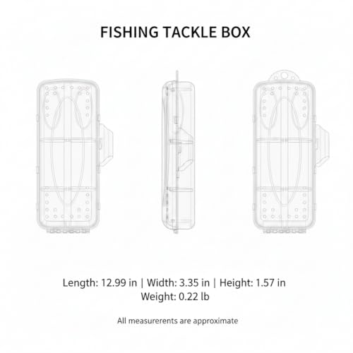 Kayak and Bank Fishing Essential: Double-Sided Folding Tackle Box with 12 Compartments for Lures, Slim PP Plastic Organizer - color: Clear