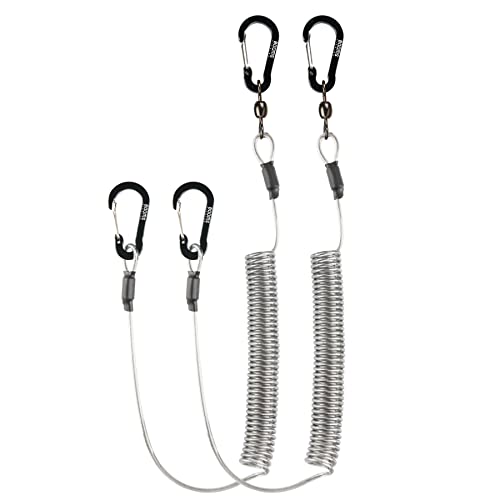 Booms Fishing T02 Fishing Pole Tether, Kayak Paddle Leash, Paddle Board Fishing Accessories, Heavy Duty Fishing Lanyard for Fishing Tools/Rods/Paddles - color: Black, 2pcs
