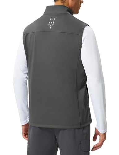 TBMPOY Men's Lightweight Softshell Vests Windproof Sleeveless Jackets Golf Outdoor Outerwear Summer Hiking Travel Cycling - color: Dark Grey, size: Medium