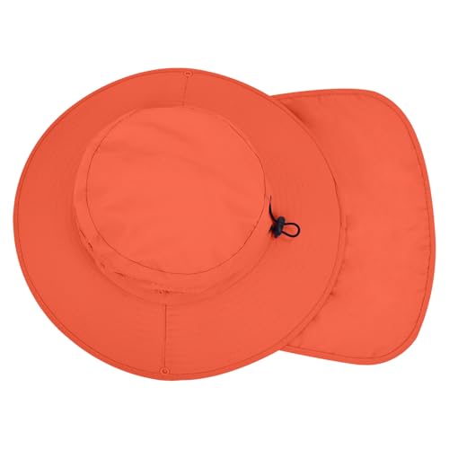 Sun Hats for Men Women, UPF50+ Protection Safari Hat,Wide Brim Fishing Hat with Neck Flap,Bucket Hats for Beach Hiking - color: Orange