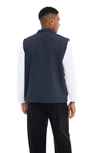 Utility Vest for Men Fishing Golf Travel Hiking Photo Outwear Lightweight Sleeveless Jacket with Pockets - color: Navy1, size: Large