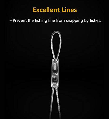 Dyxssm Fishing Hook and Leader, Fishing Rig Hooks with Wire Line Leader - size: 24#