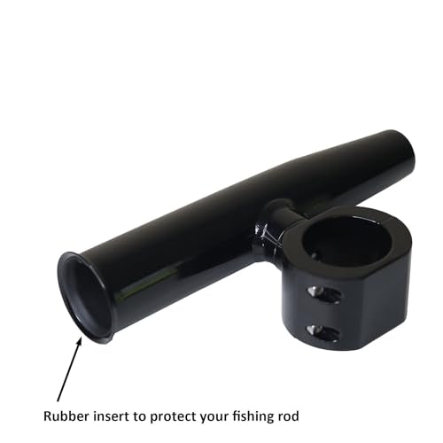 2 PCS T-Top Rod Holder Single Aluminum clamp on fit 1.5",1.875",2" inch Horizontal or Vertical Fishing Boat Tower/Leaning Post/Rail - color: Black