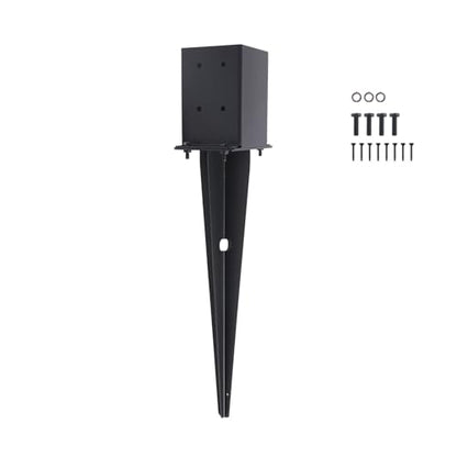 1 Pcs 22-inch 4"x4" Fence Post Anchor Ground Spike(Internal 3.6"x3.6") | Metal Post Stake Ground With Black Powder-Coated|Fence Stakes Post Base For Deck|Fence|Porch|Railing|Mailbox - size: 1, style: 4"x 4"