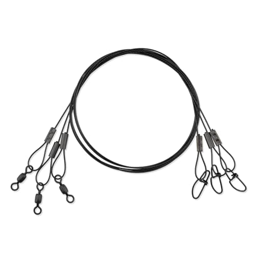 AFW Surflon Fishing Leaders – Black Nylon Coated Stainless Steel Wire, Swivel & Snap, 3 Pack, Variety Pack – Strong Leader Line for Catfishing & Toothy Game Fish - size: 30 lb, style: 18 Inch
