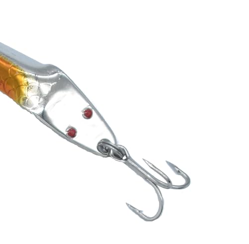 Al's Goldfish Lure Co. Lil' 49er Ice Jig - IFN50 Ice Fishing Jig with Treble Hook Off the Nose. Jigging Lure for Crappie, Perch, Panfish, Trout and Bass - 1/4 oz. 1-3/4" - color: Neon Orange