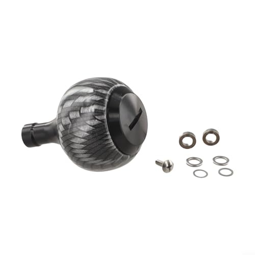 Carbon Fiber Reel Knobs for Daiwa Fuego Reels, Aluminum Spherical Grip Ball Handles with Bearings, Lightweight Fishing Reel Upgrade Parts - color: black