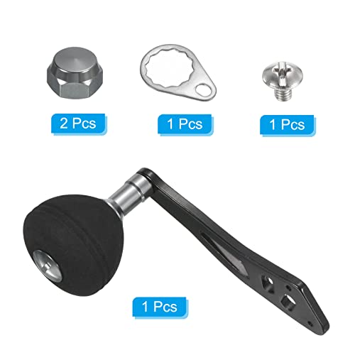 PATIKIL Baitcasting Power Handle, Metal Fishing Reel Handle EVA Knob Grip Replacement Parts for Rocker Arm Accessories - color: Black